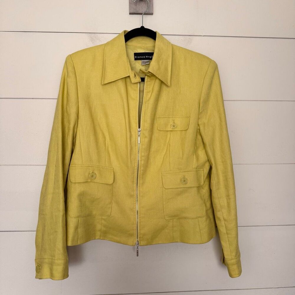 Bianca Nygard Women’s 10 Yellow 100% Linen Jacket